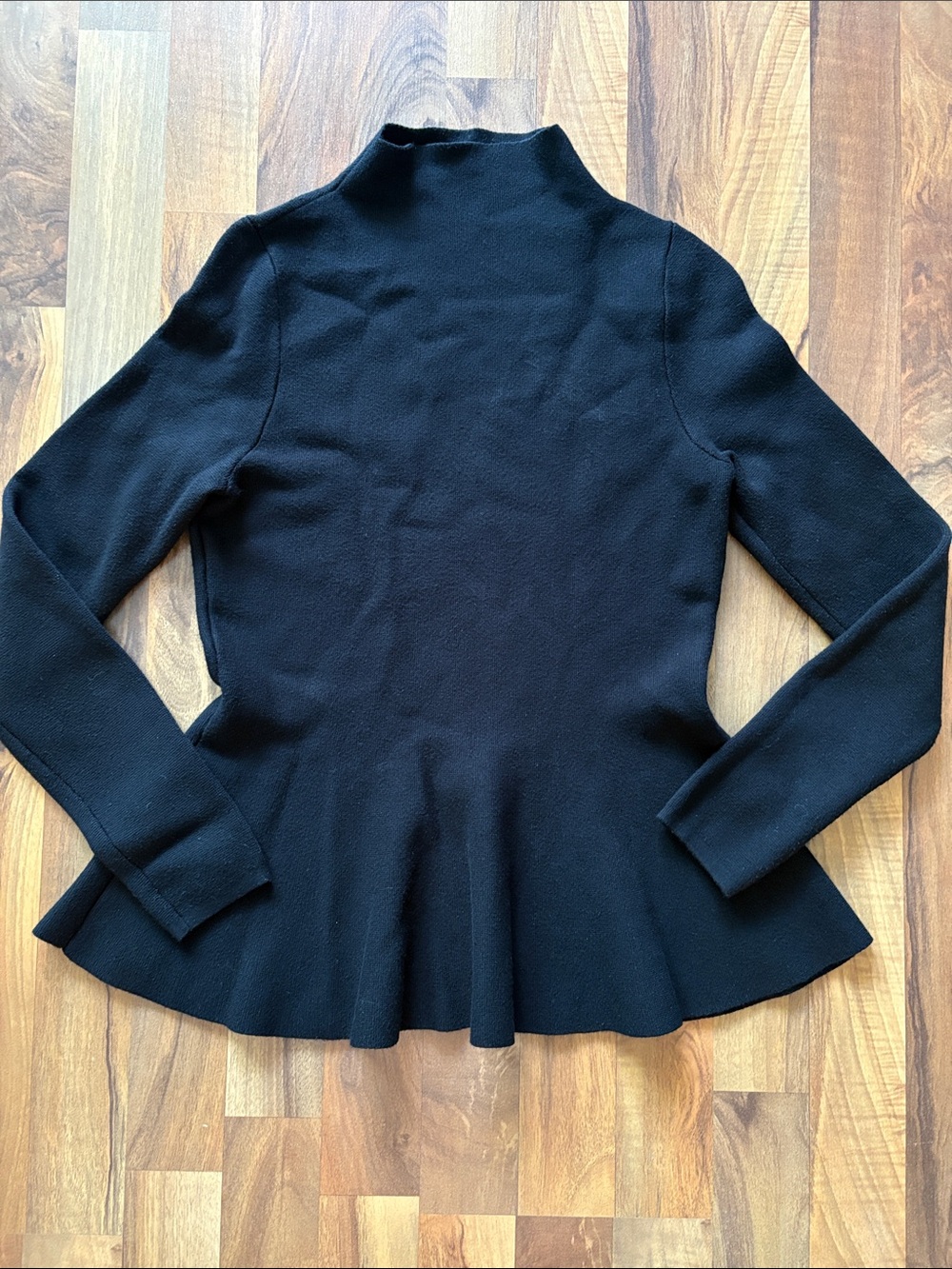 bebe Black Peplum Long-Sleeve Sweater
